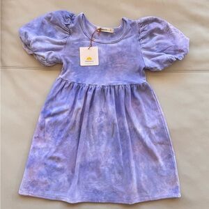 NWT Fairwell Kids Purple Tie Dye Puffy Sleeve Dress Size 6 - Read